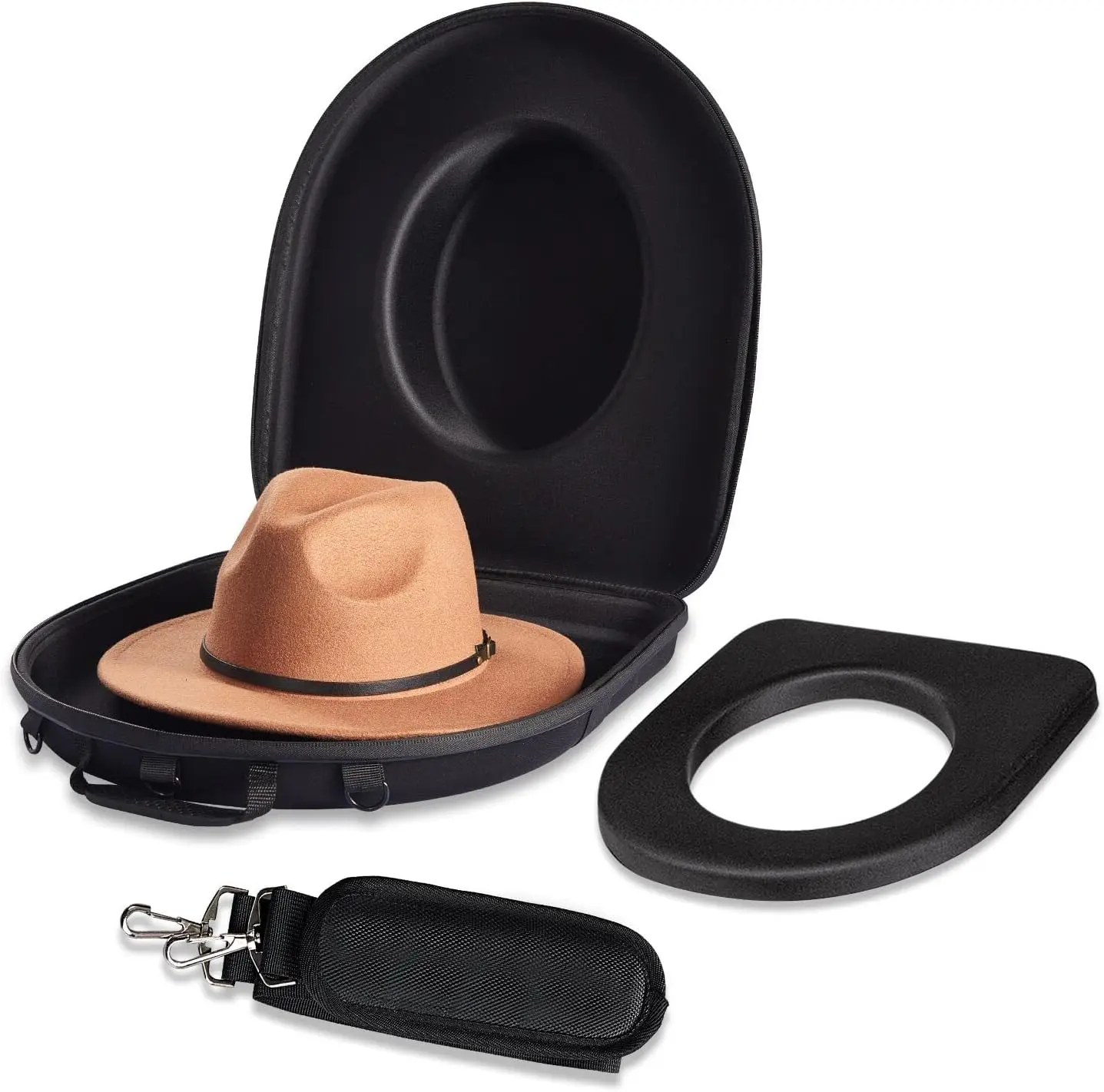 

MOSLA Hat Box Travel Fedora Case Universal Size Hat Carrier,Sleek Hat Case Easily Straps to Suitcase or Carried on Shoulders,Tr