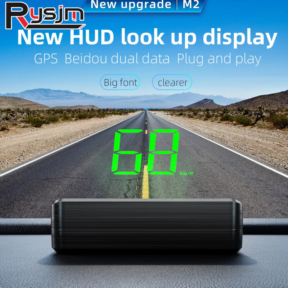 

Новое обновление, проекционный дисплей M2, автомобильный GPS HUD, спидометр KMH, проектор на лобовом стекле для всех автомобильных аксессуаров для электроники