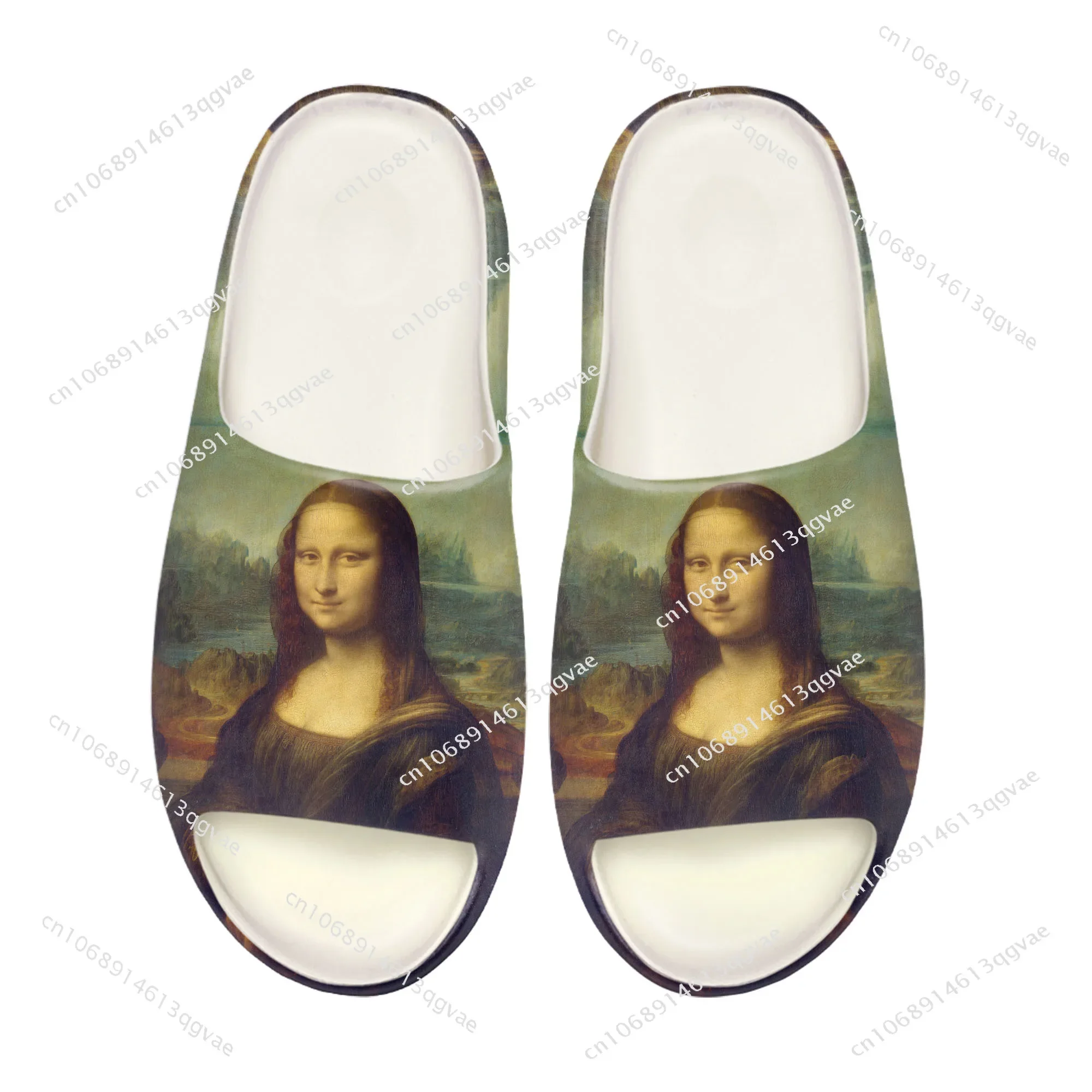 Mona Lisa Soft Sole Sllipers High Grade Home Clogs Customized Step on Water Shoes Mens Womens Teenager Bathroom on Shit Sandals