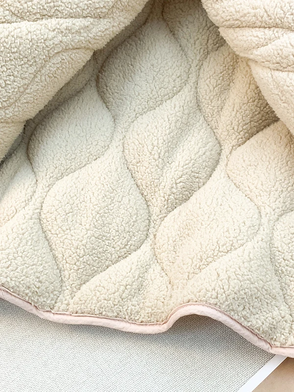 Różowy płaszcz damski z aksamitu jagnięcego, ocieplany bawełną, z okrągłym dekoltem, z wewnętrznym wykończeniem z futra jagnięcego, bawełniany płaszcz wierzchni, retro, długi płaszcz z rękawami.