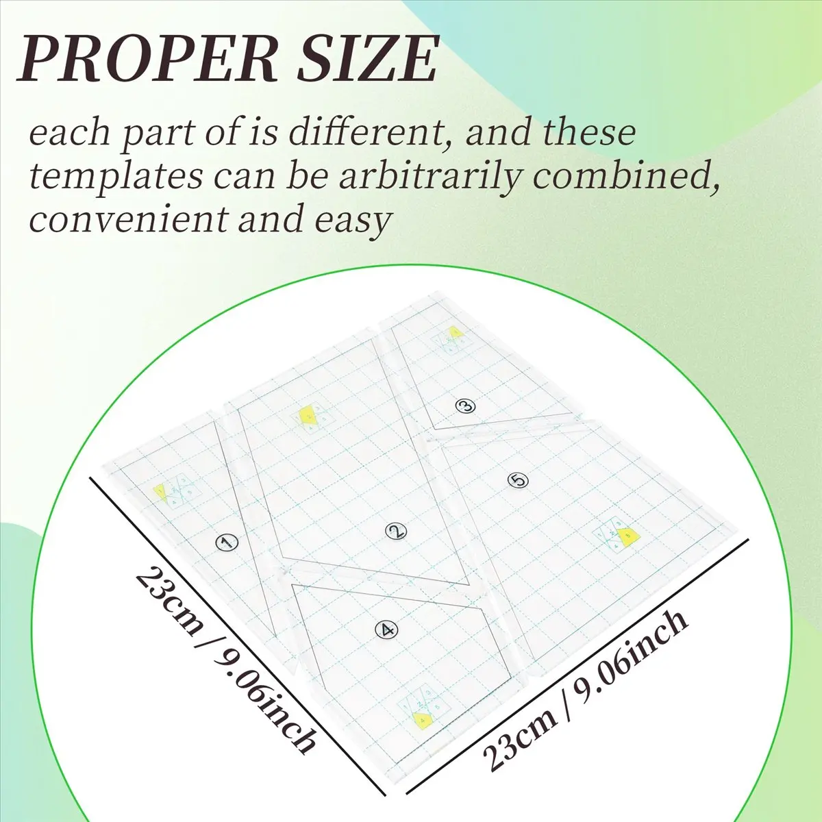 AT16 5 Pieces Quilting Template Set Sewing Machine Ruler DIY Hand Patchwork Quilting Ruler Quilt Templates Square Templates