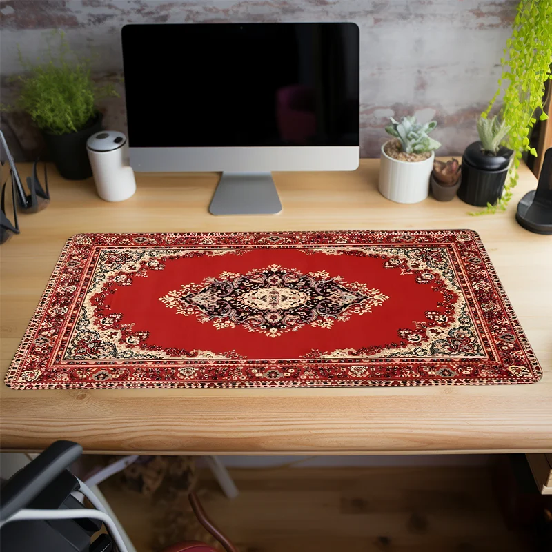 Persian Mouse Pad Vintage Desk Accessories Extra Large Mouse Pads for Desk Non-Slip Rubber Base Computer Mouse Mat Stitched