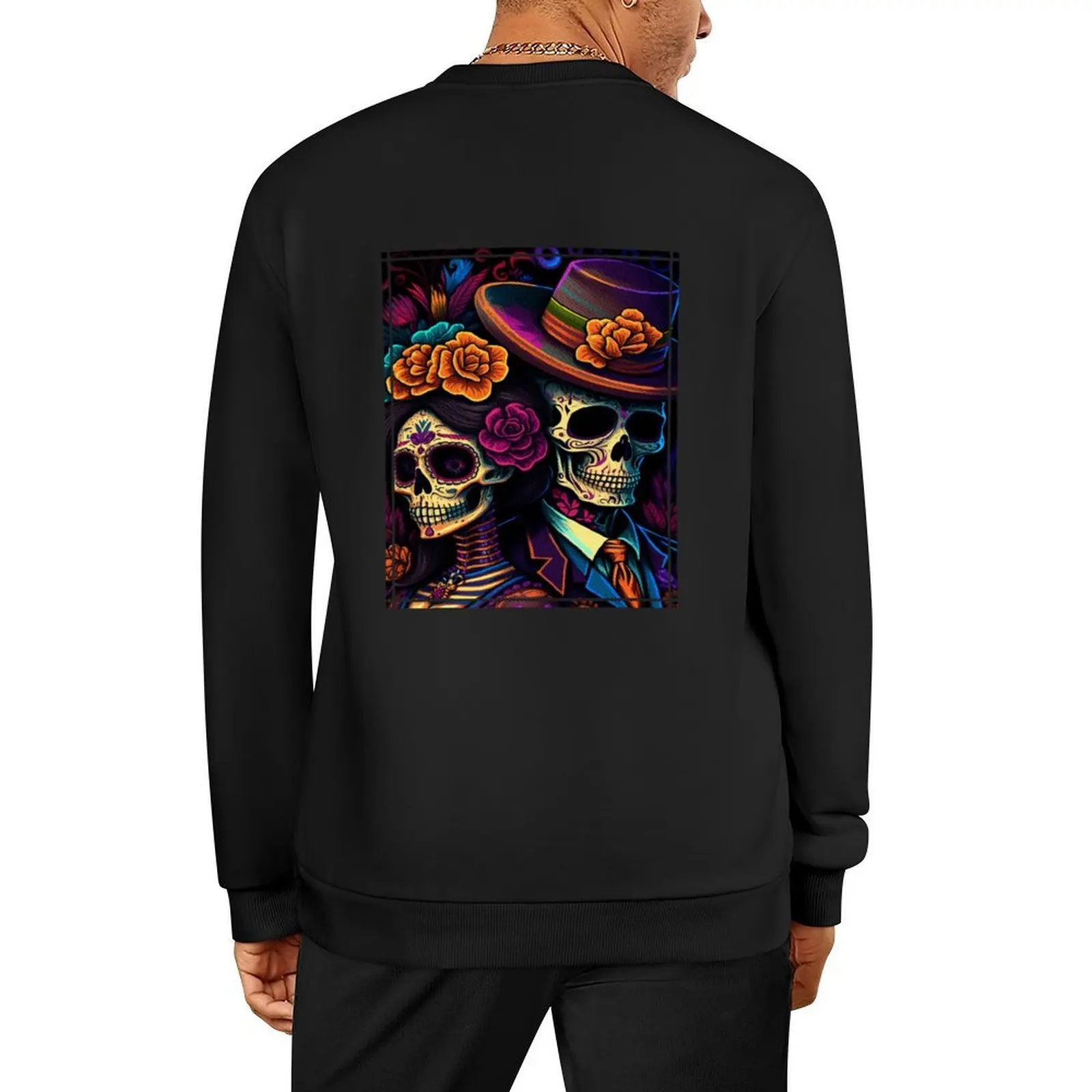 

Vintage Couple Dia de Los Muertos, Day of The Dead Pullover mens clothes autumn new products hooded sweatshirts