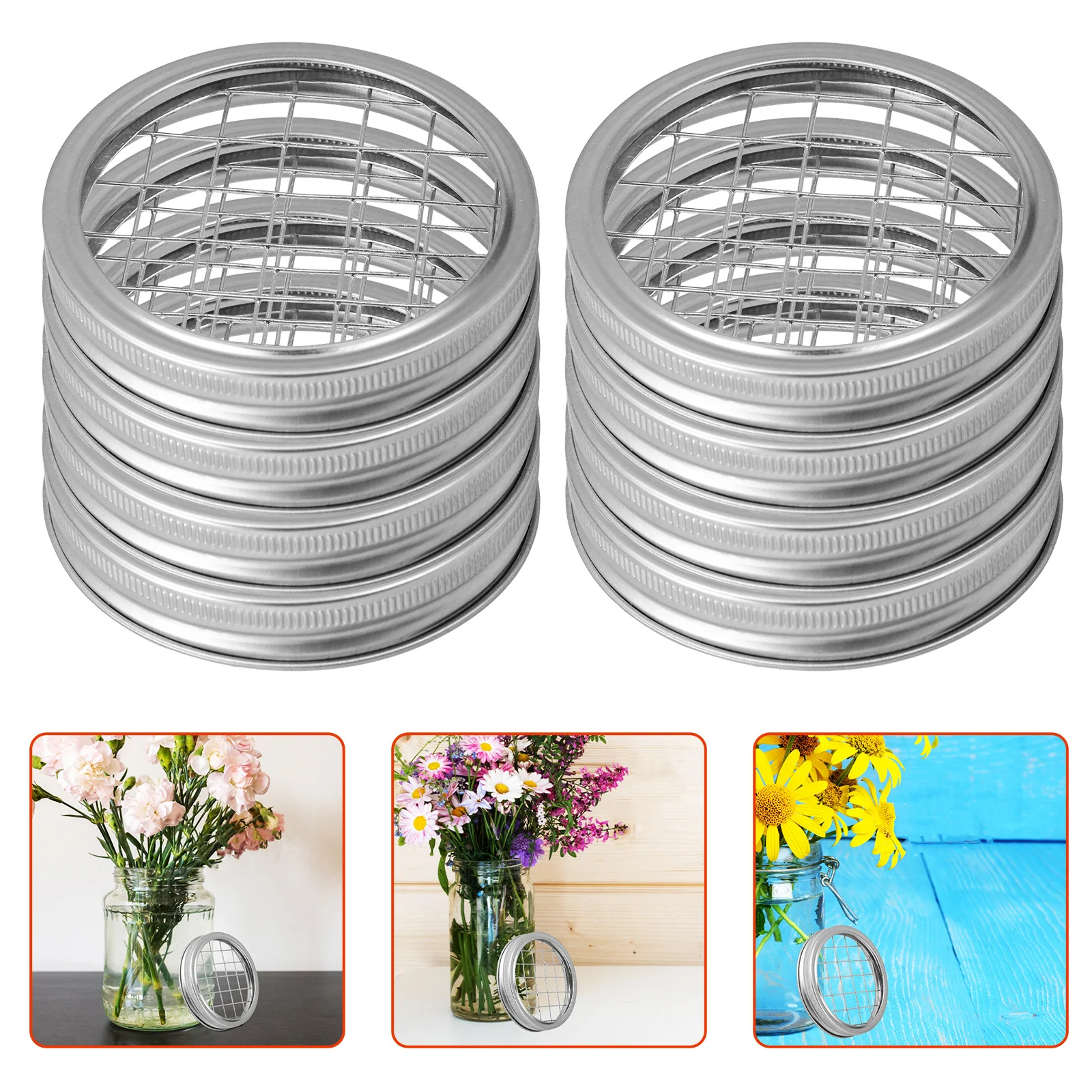 

10 set Jar Floral Grid Reusable Tinplate Flower Arrangement Tool Vase Accessory For Diy Home Decor Metal Grid Support Kitchen