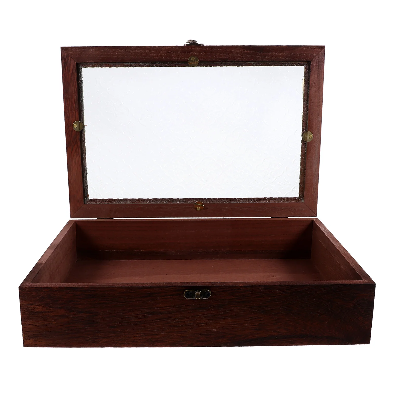 

1pc Vintage Wooden Box With Lid Transparent Window Storage Organizer For Jewelry Trinkets Desktop Treasure Chest Small