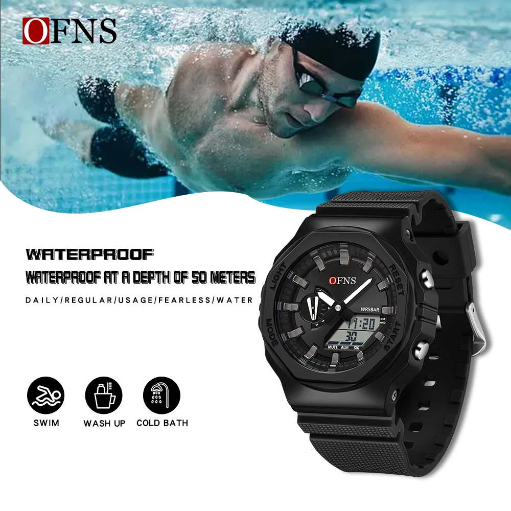 OFNS Top Brand G Style Digital Watches Men Chronograph Sports Clock Date Week Waterproof Countdown Analog Quartz Men Wristwatch