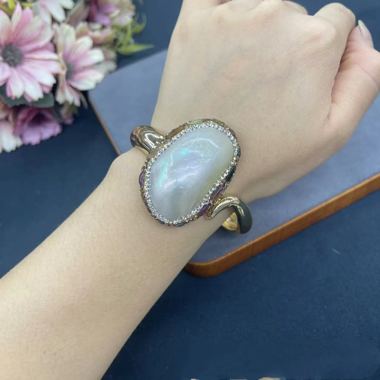 قذيفة اللؤلؤ الطبيعي مطعمة التورمالين الأحجار الكريمة قلادة قلادة أقراط سوار حلقة مجموعة للنساء سحر المجوهرات على الطراز الصيني #4