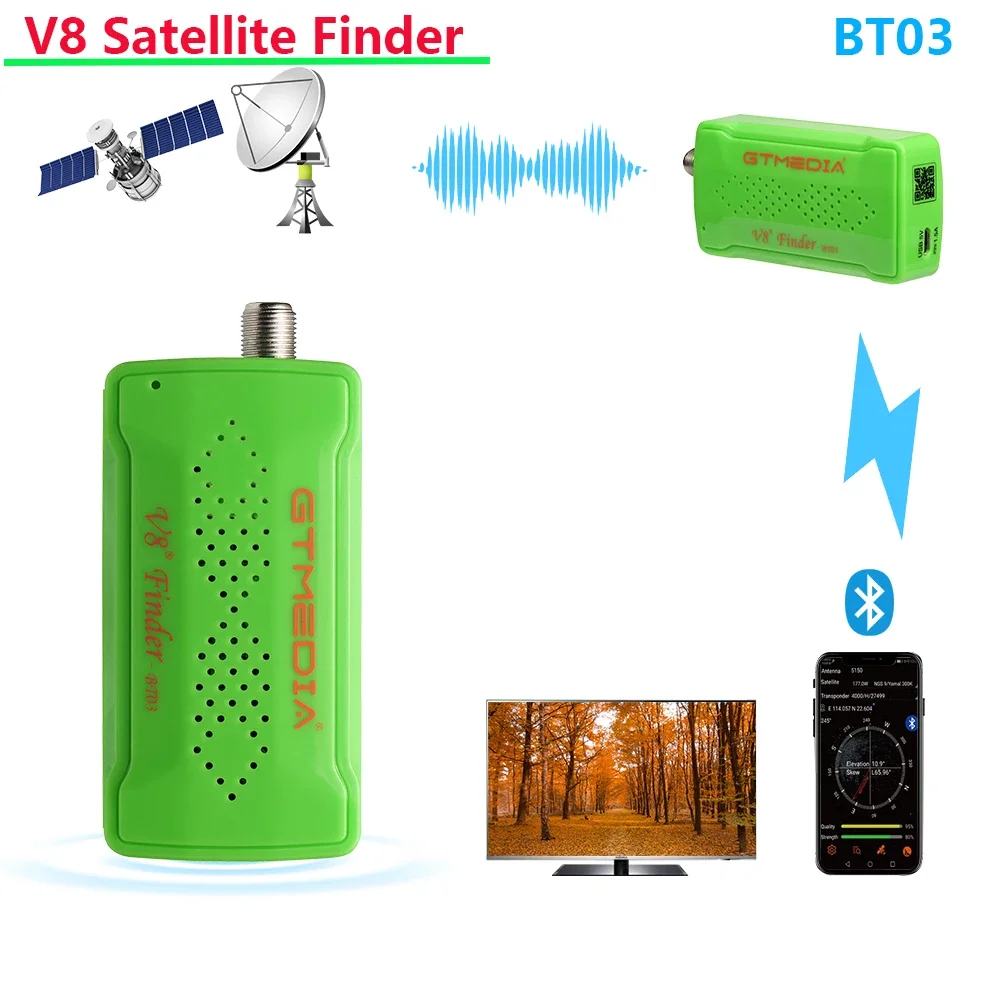 

GTMEDIA BT03 BT05 DVB-S2 Satellite Finder V8 Satellite Finder Supports Mobile Android/iOS Signal Satellite Instrument V8 Finder