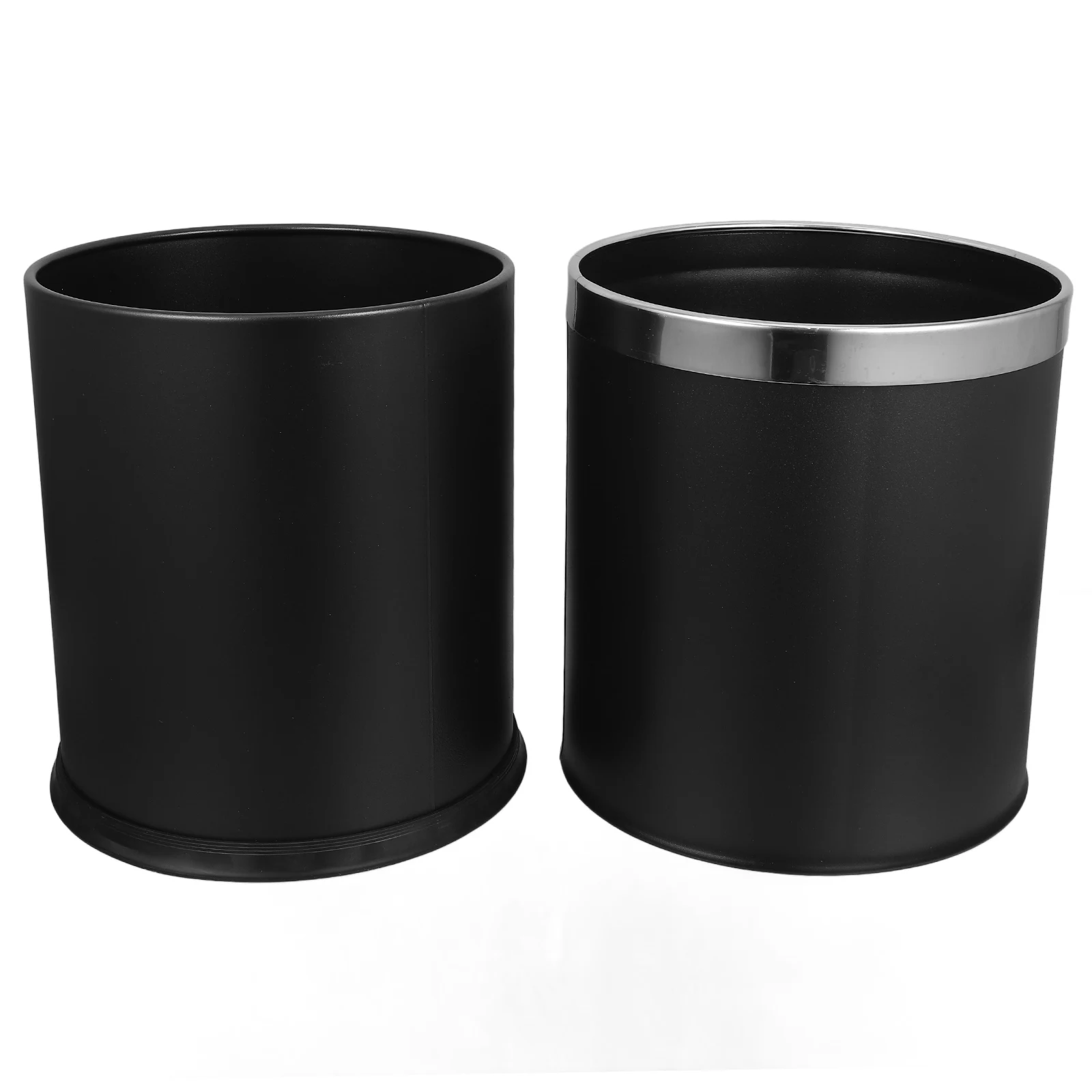 

Double-layer Stainless Steel Trash Can Kitchen Outdoor Black Rubber Bathroom Garbage