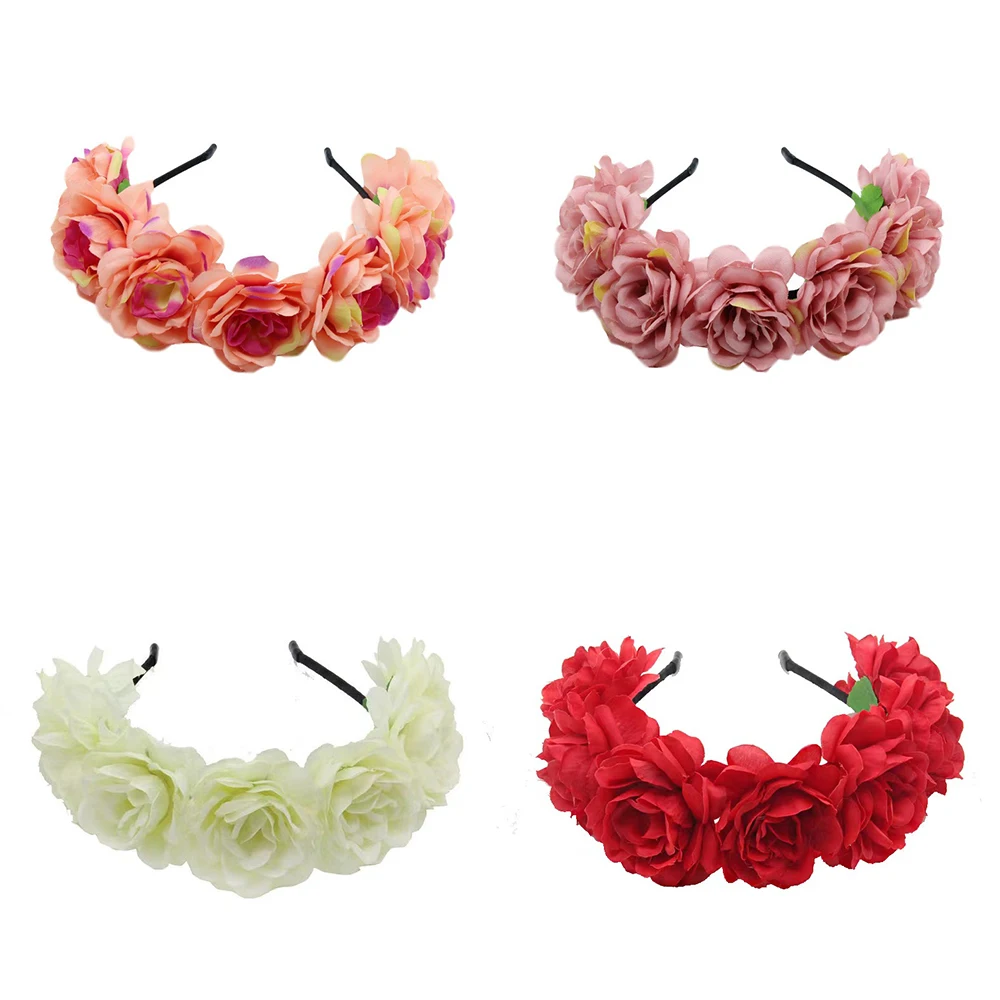 Floral Garland Romantic Wreaths Bride Garland Head Hoop Fashion Bohemian Bridal Flower Hair Accessories Children Headbands Gifts