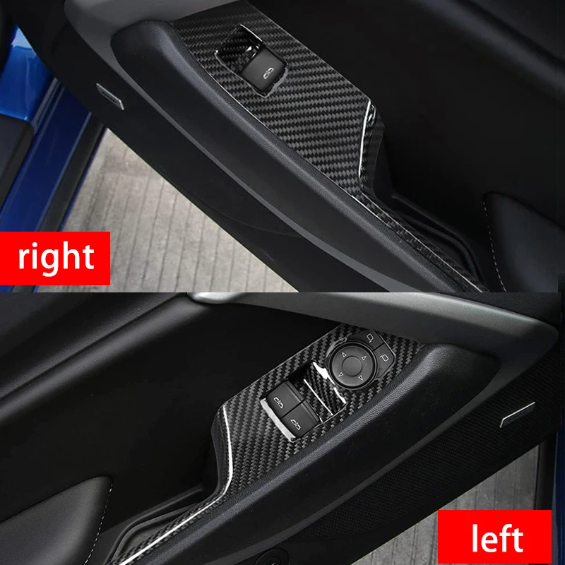 Car Window Lift Panel Interior Modification Sticker Carbon Fiber Decoration For Chevrolet Camaro 2016 2017 2018 2019 2020 2021 2