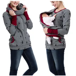 Women Winter Maternity Breastfeeding Pullover Hoodie Beautiful High Quality Casual Nursing Clothes With Neckerchief Pregnancy