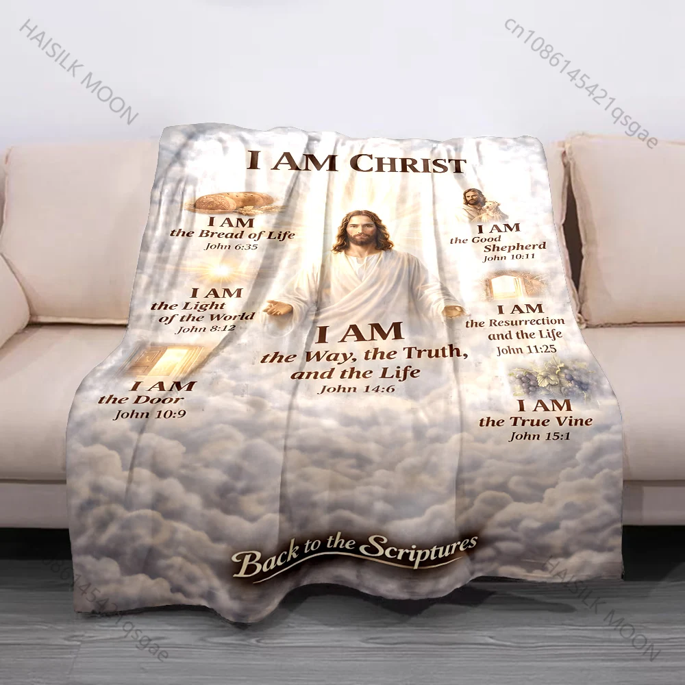 Jesus symbolic depictions with verses Print Believer Pray blanket Warm soft flannel material suitable for all seasons gift