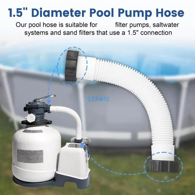 E15A 14 Inch Pool Equipment Hose Reinforced PE Material Leak Proof Pool Hose Suitable for Secure Leak Between Pumps & Filters