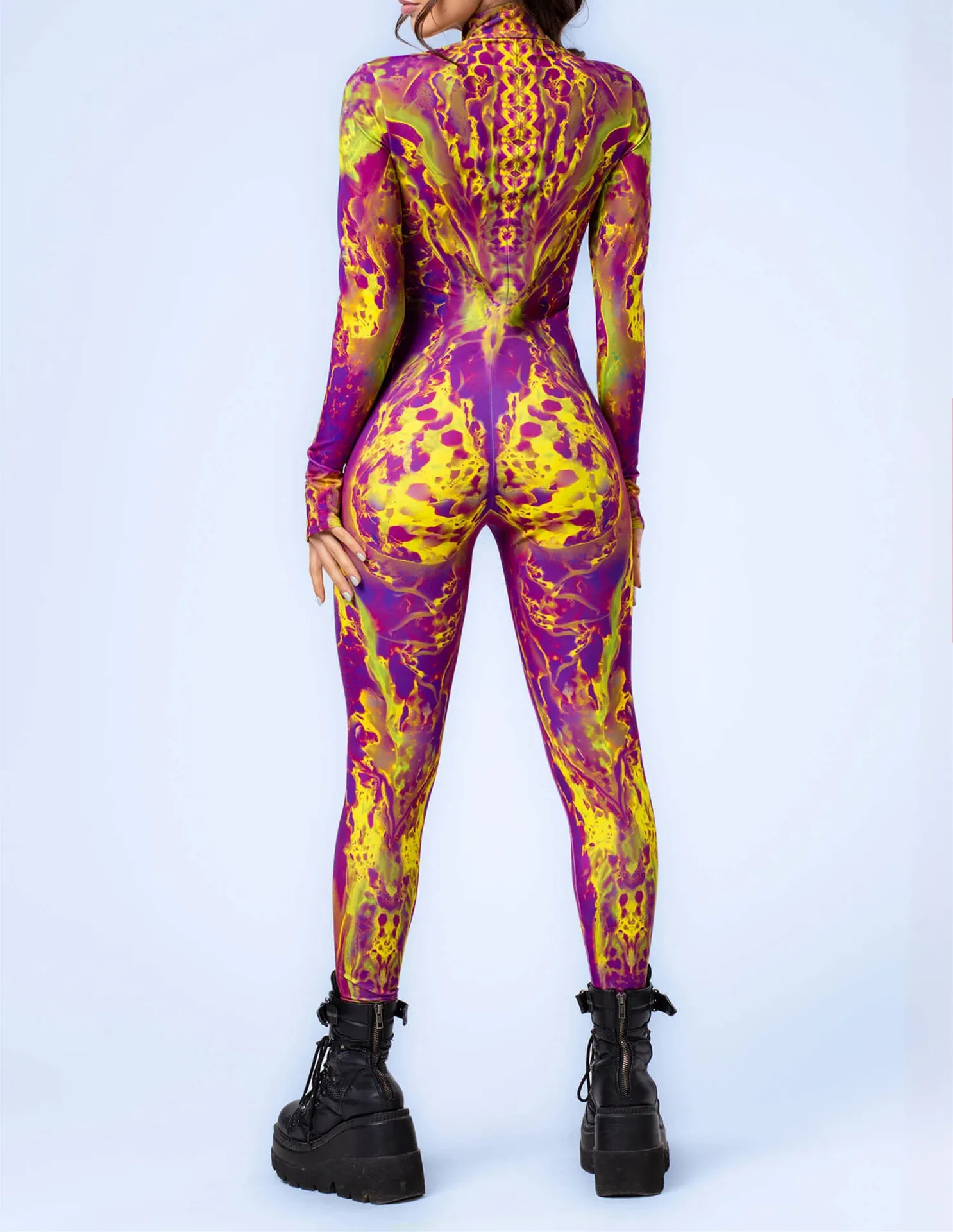 Halloween-Karnevalsparty Aerial Yoga Zentai Damen Enger Gothic Mechanischer Erwachsenen-Futuristischer Technologie-Roboter Cosplay-Jumpsuit – Detail 16