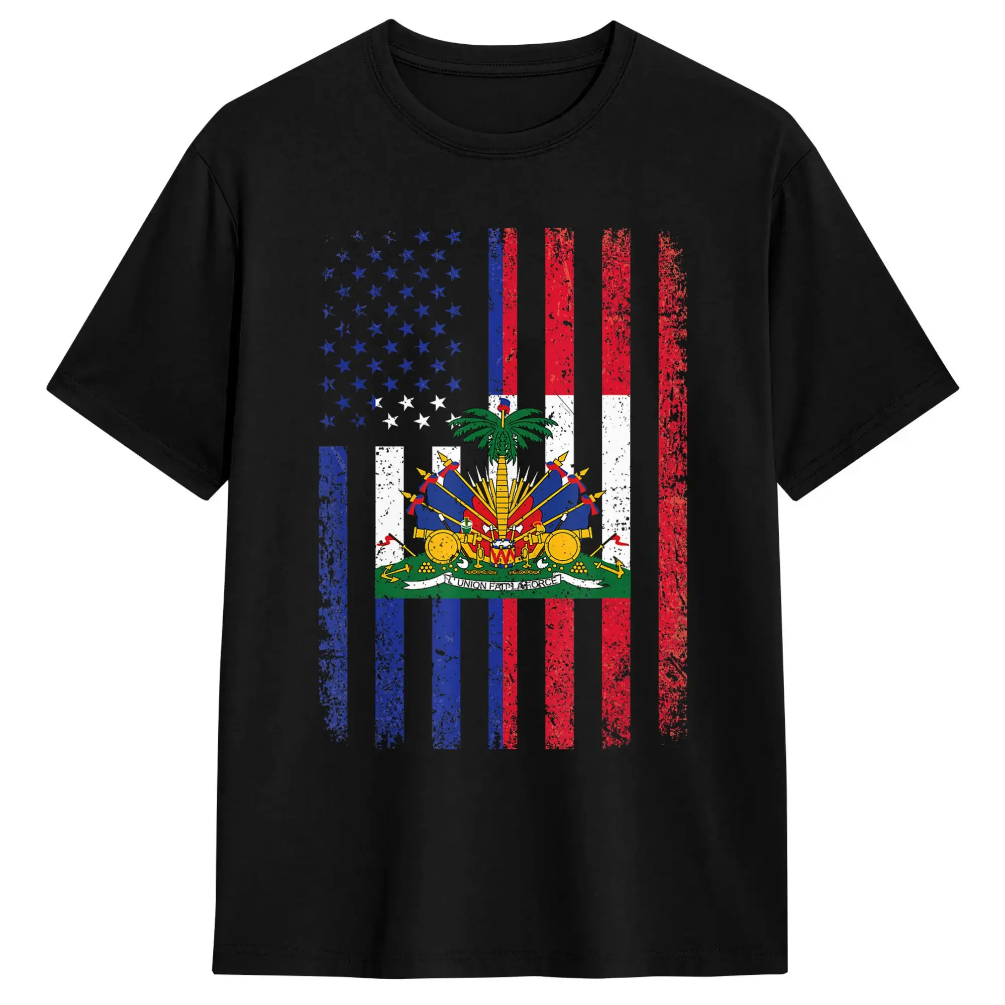 Haiti USA Flag Shirt 4th of July American Haitian Flag T-Shirt Summer  100% Cotton T Shirts For Men Tshirt Short Sleeves Clothes
