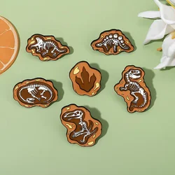 Wholesale Price Dino Fossil Enamel Pins Custom Dinosaurs Brooches Lapel Badges Jurassic Animal Skeletons Jewelry Gift for Friend