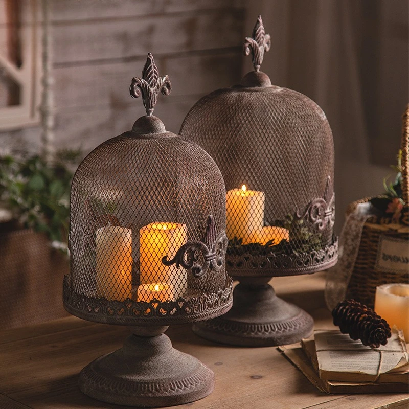 American wrought iron industrial wind candle holder B & B bedroom decoration handicrafts retro