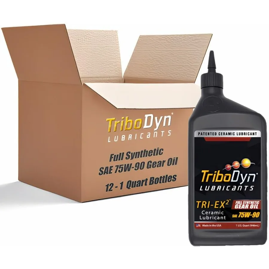 75W90 Full Synthetic Gear Oil w Ceramic Tech API GL5 MT1 Repairs Worn Gears Reduces Heat for Differentials Transmissions 12 Qua