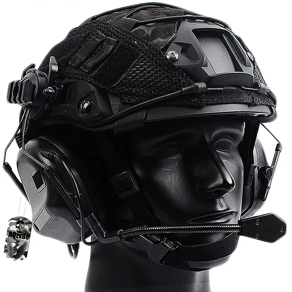 

Tactical Headset Sets, Outdoor Protect Gear with Fast Helmet & Helmet Cover, Head Earpiece Headset with Sound Pickup & Noise