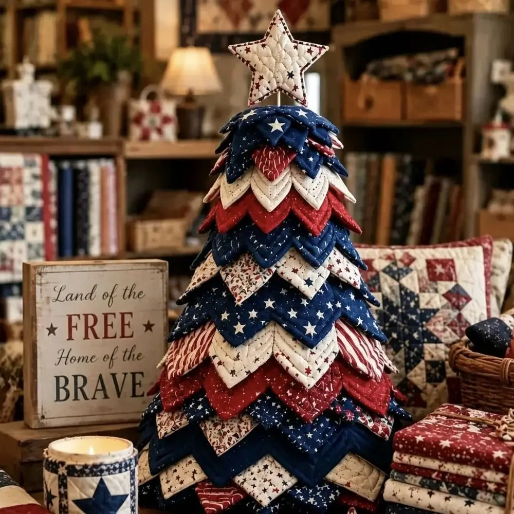 Floral Fabrics Christmas Tree Patchwork Set Material Pack Hanging Kit Handmade Decor Kit Home Decoration Creative Design