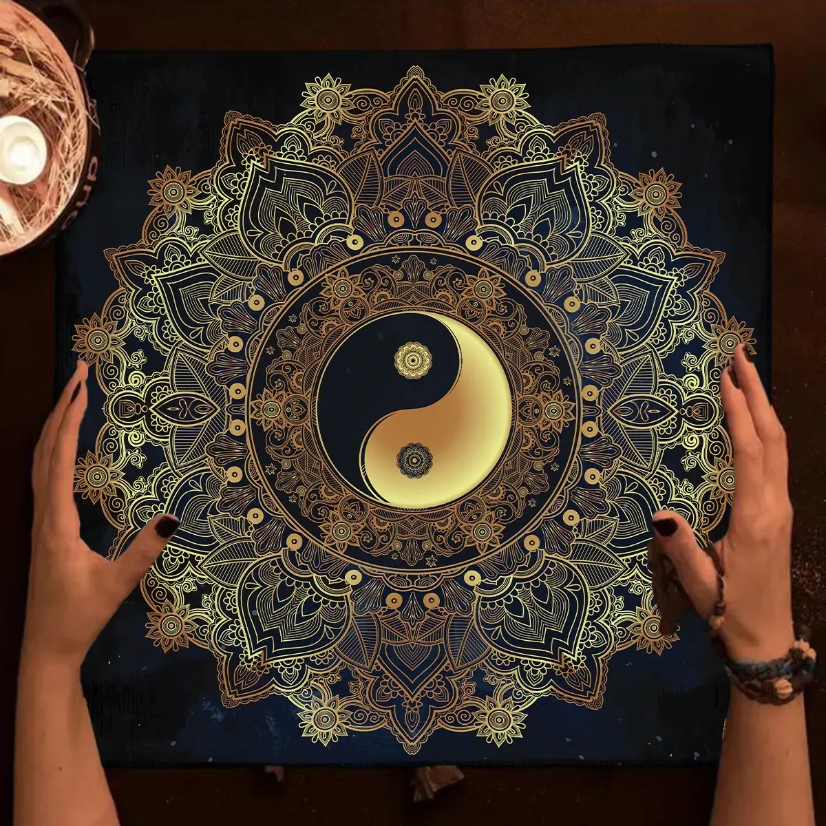 Divination Tablecloth TaiChi Astrologys Tarot Cards Tablecloth Gold Mandala Altar Cloth Tarot Reading Cover Board Game Card Pad