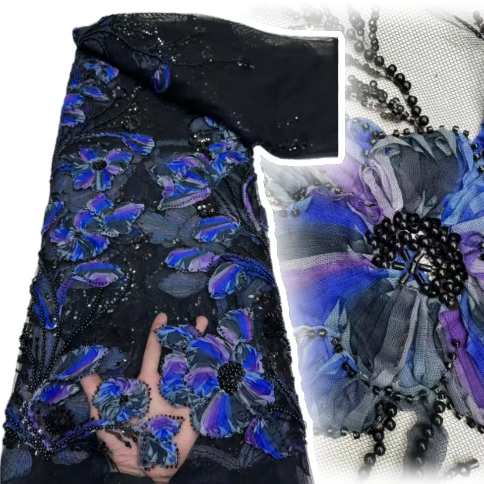 

Высококачественная кружевная вышивка с блестками, сетчатое кружево с бусинами, новейшая африканская кружевная ткань с блестками для женщин, свадебное платье C1634