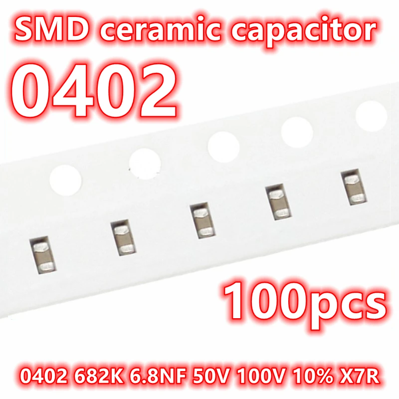Condensador cerámico Original IC 100, 0402 K, 6.8NF, 50V, 682 V, 100, X7R, SMD, 10%, 1005 piezas