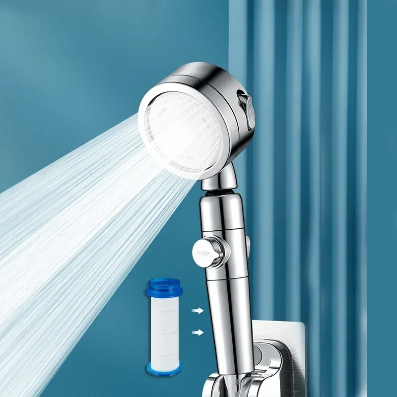

One-Key Stop Water Massage Sprayer Bathroom Accessories High Pressure Shower Head 3 Modes Shower Heads Water Saving Adjustable