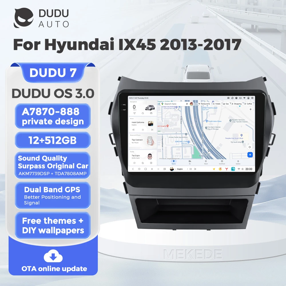 DUDU7 A7870 2Din Android Wireless Carplay Car Radio For Hyundai Santa Fe 3 IX45 2013-2017