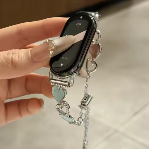 Irregular heart-shaped diamond studded watch strap suitable Xiaomi Band 8Pro/9Pro，For Mi band 3/4/5/6/7，8/8NFC/9/9NFC/10/10NFC，F