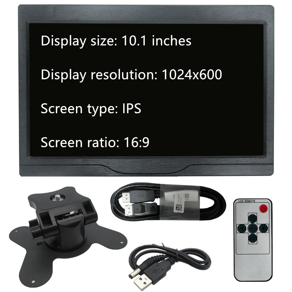 

10.1-inch IPS LCD screen display portable desktop monitor Raspberry Pi PC Secondary screen DIY mini computer HDMI/VGA/AV input