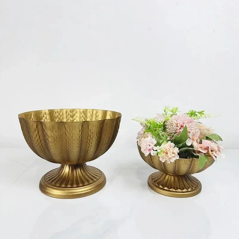 Golden Iron Art Splicing Flower Vase Hotel Home Homestay Flower Arrangement Decorate Courtyard Garden Plant Flower Pots
