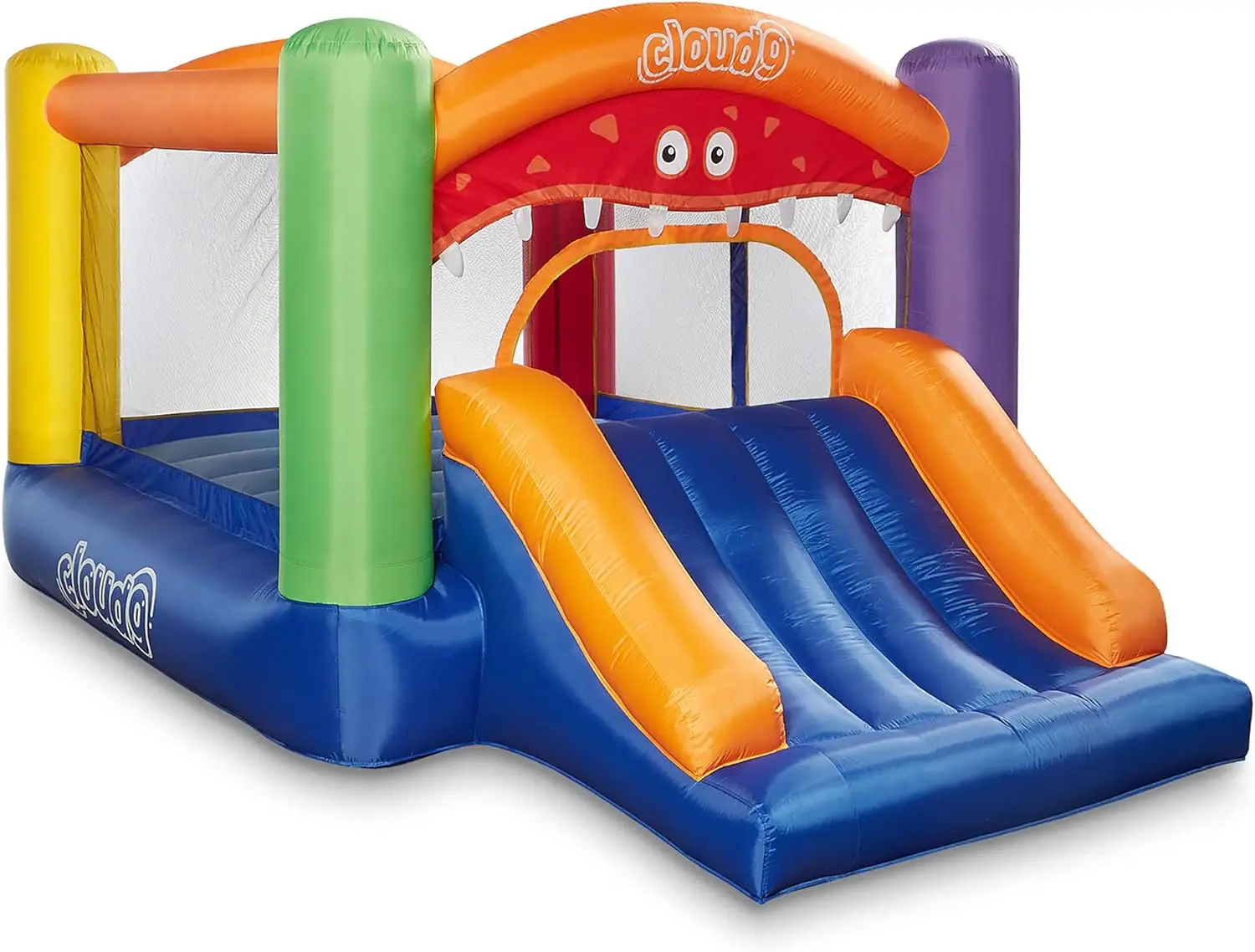 

Inflatable Bounce House and Blower, Monster Theme Bouncer for Kids with Slide, Includes Stakes and Repair Patches