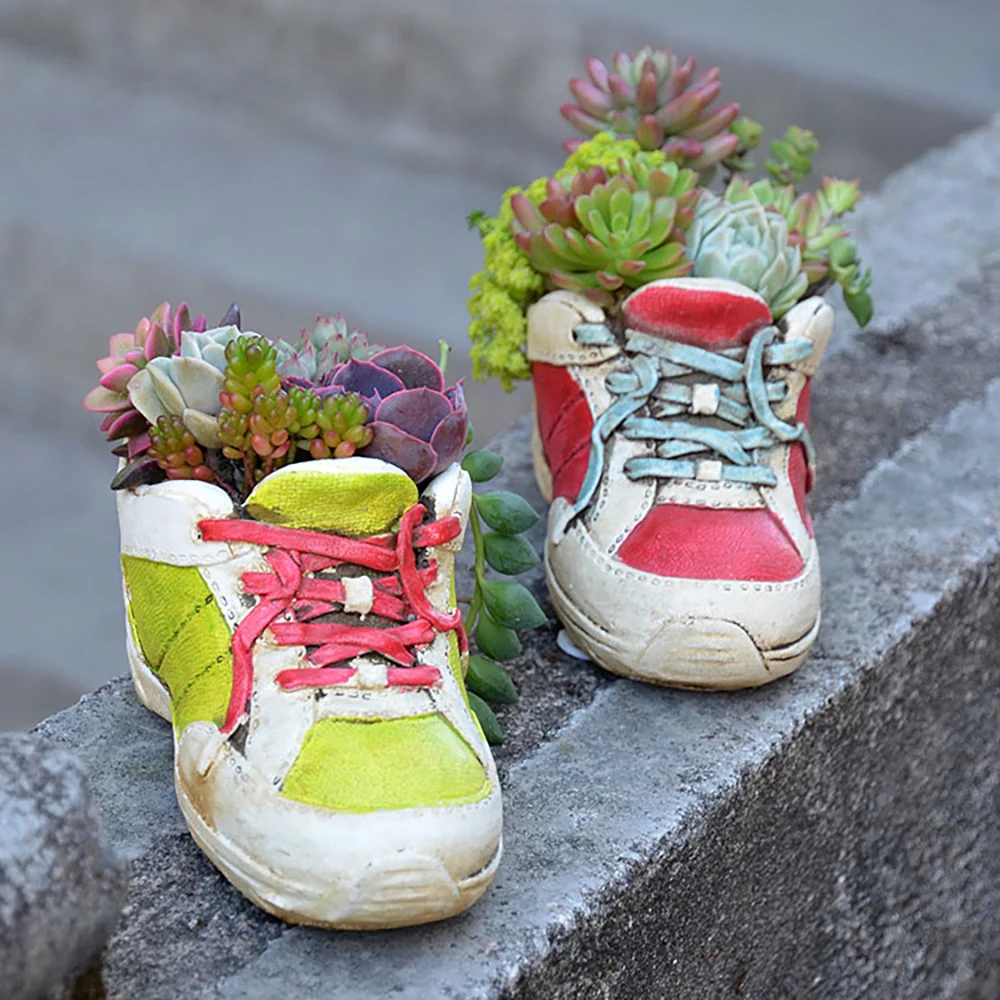 

Dirty shoes modeling cement succulent flower pot mold, concrete shoes plant pot creative thumb basin silicone mold