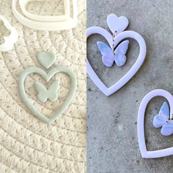 Heart Shaped Butterfly Earrings Polymer Clay Cutter Hollow Geometric Pattern Mold DIY Ceramic Jewelry Pendant Pottery Tools