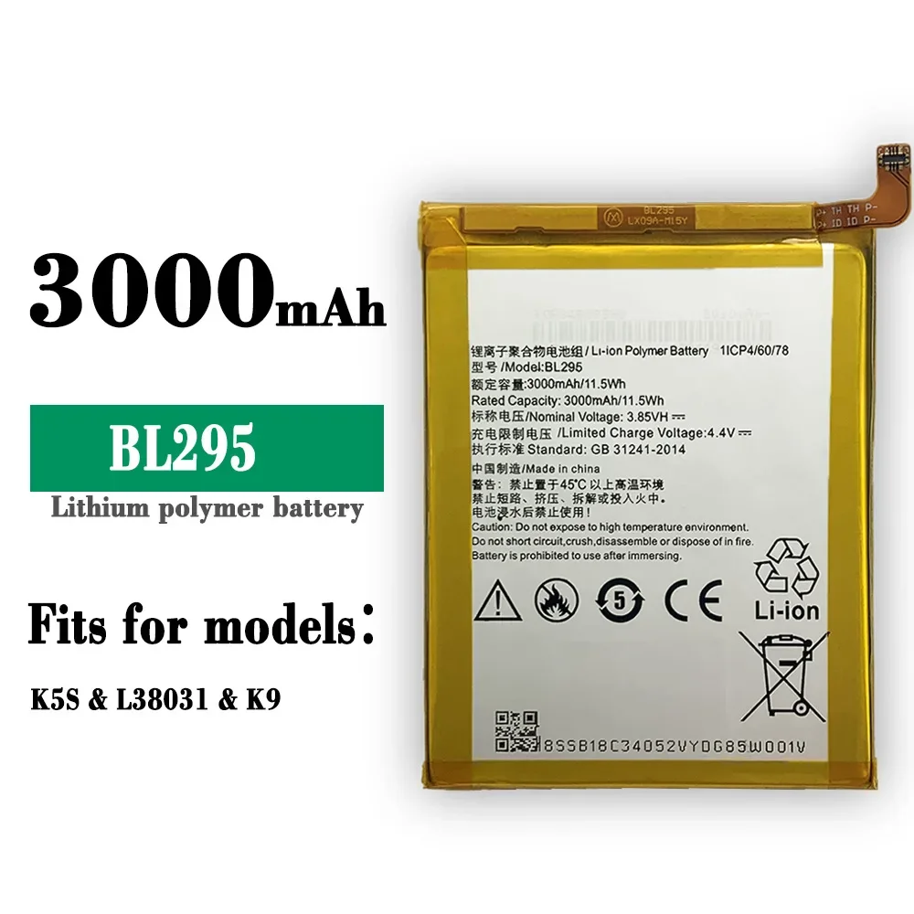 High Quality Replacement Battery For Lenovo K5S L38031 K9 BL295 3000mAh High-capacity Mobile Phone Built-in Battery