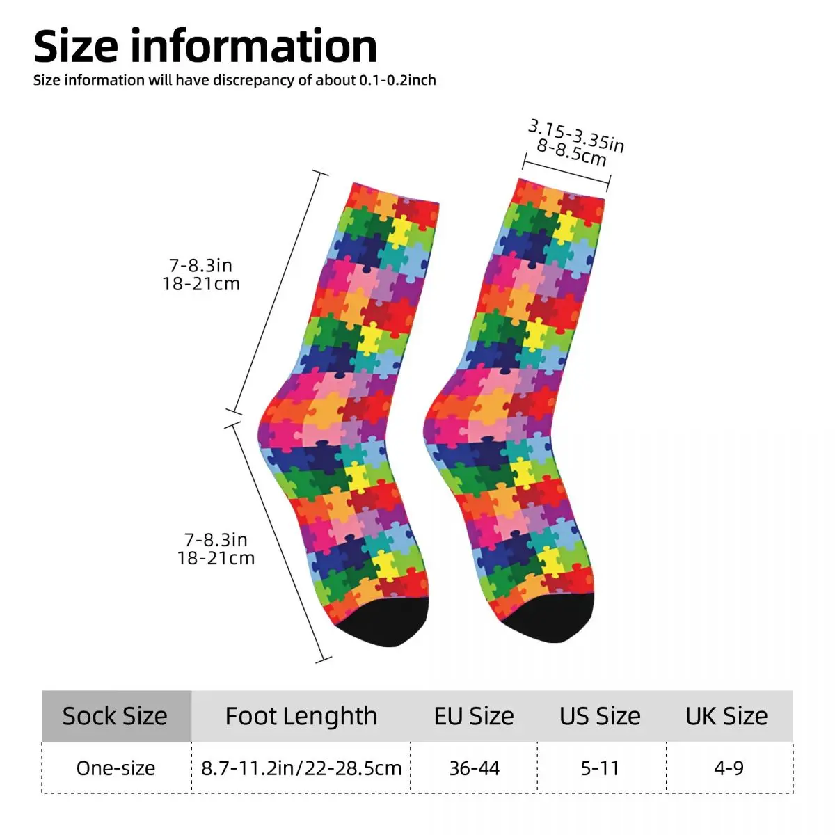 Jigsaw Puzzle Men Socks Cycling Novelty Spring Summer Autumn Winter Stockings