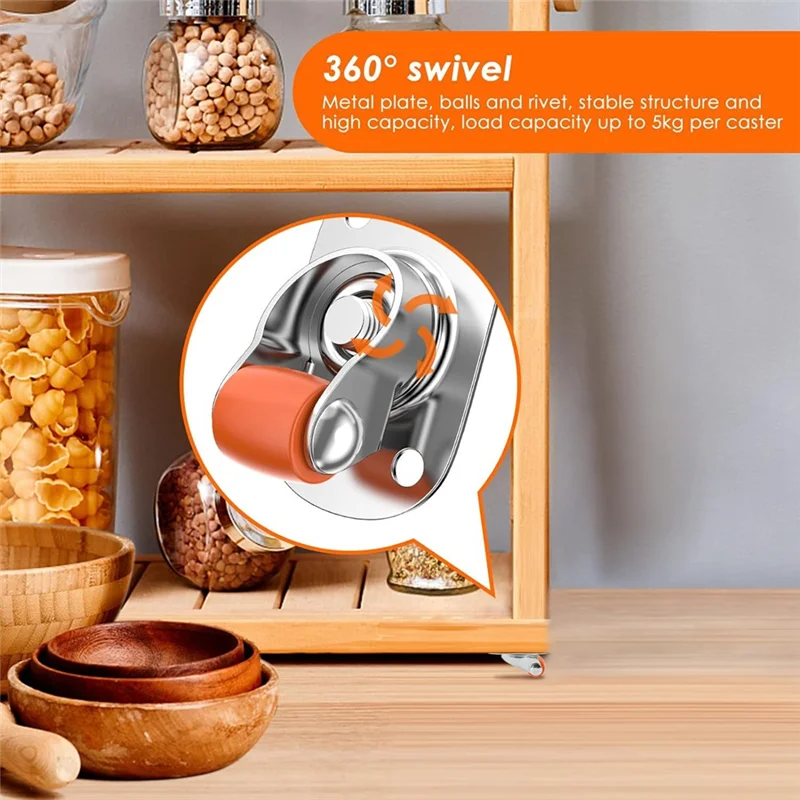 ABJY-0.5In Oval Plate Self-Adhesive Caster Wheels, 360° Swivel, Strong Nano Adhesive, 30 Lbs Load Capacity Per Caster 20Pack