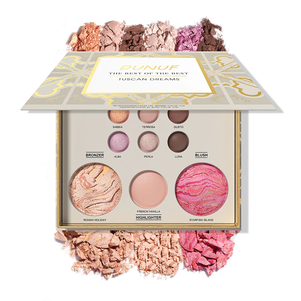 Paleta de maquiagem multifuncional com sombra para olhos, contorno, blush, iluminador e brilho de pálpebras em um; Maquiagem versátil