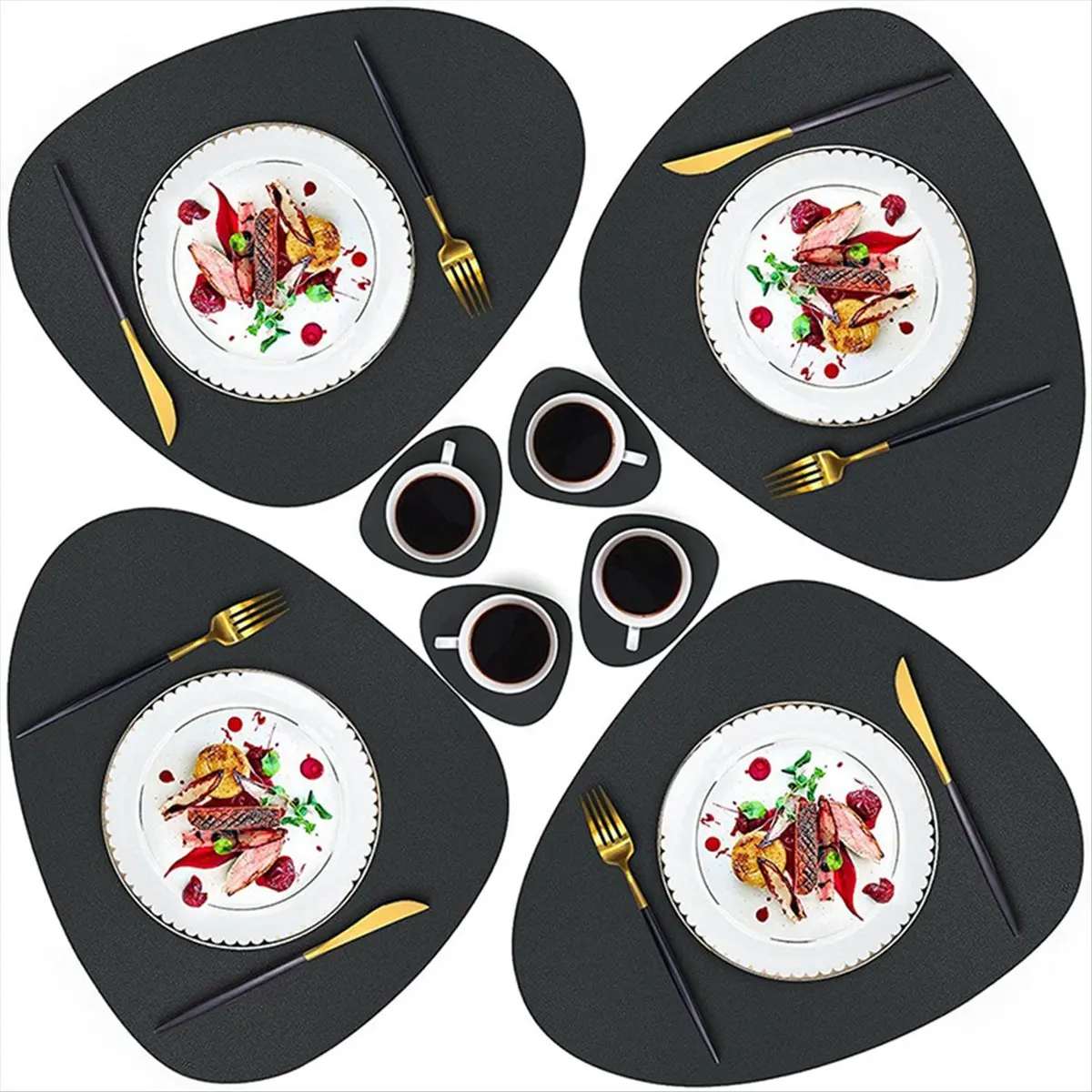 

Just- 4Pcs Placemats for Table Waterproof Non-Slip Coaster Leather Place Kitchen Accessories,Pink