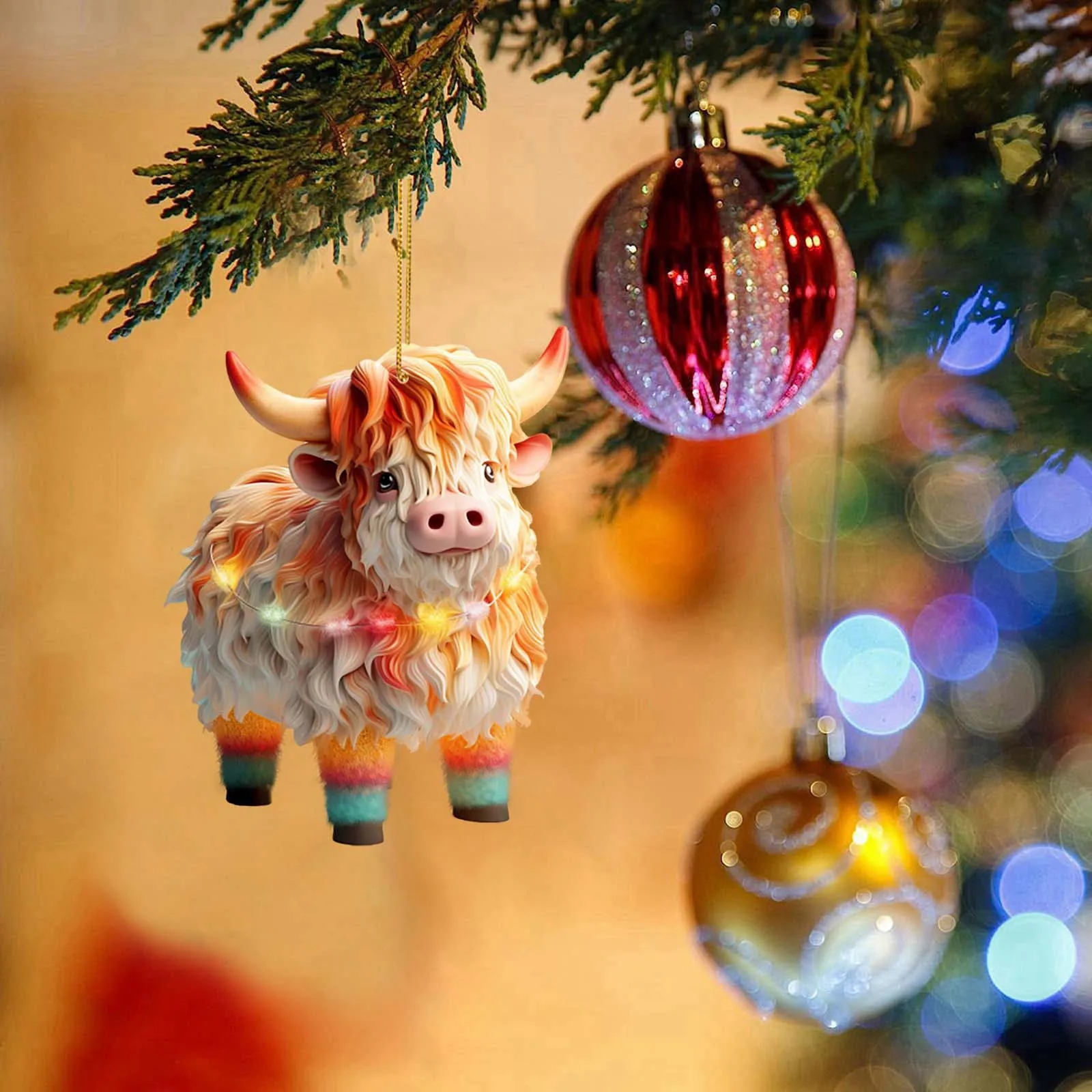 Cartoon Cow Car Pendant Fine Texture Exquisite Workmanship Cute Christmas Tree Ornament Home Decoration Navidad Party Supplies