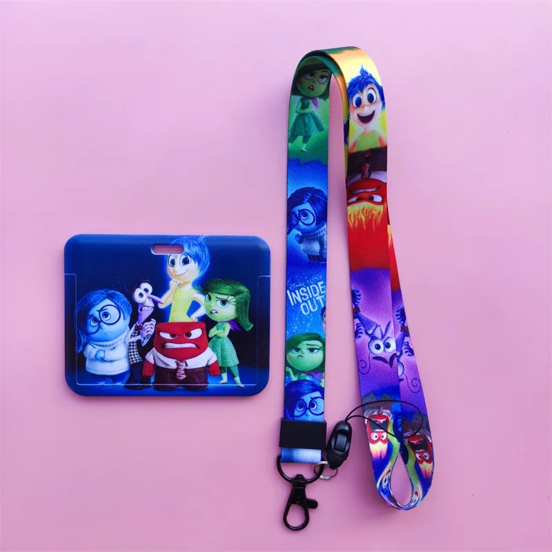 Disney Inside Out ID Card Holder Lanyards Women Business Neck Strap Credit Card Case Girls Badge Holder Retractable Clip