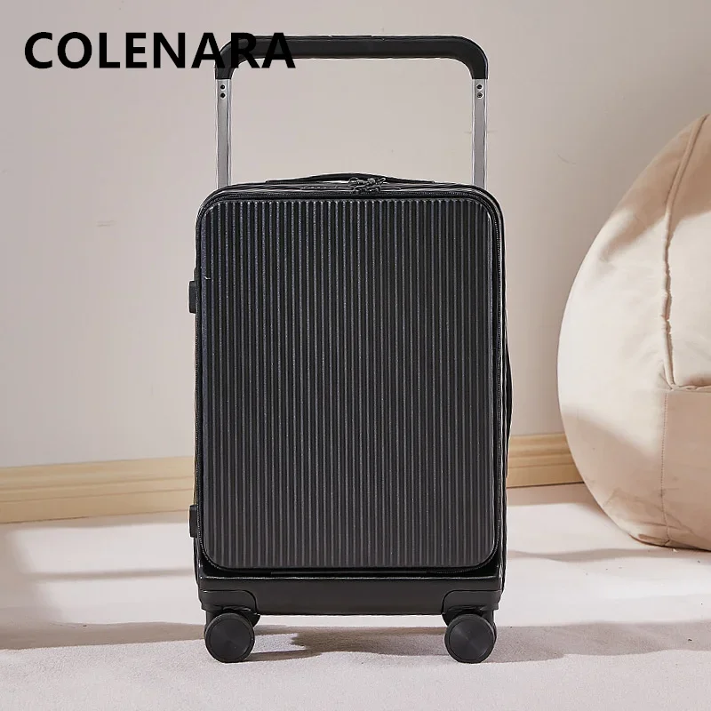 COLENARA Gepäck mit Rädern, vorne öffnender Laptop-Boarding-Koffer, USB-Lade-Trolley, 20 Zoll, 22 Zoll, 24 Zoll, 26 Zoll Kabinenkoffer