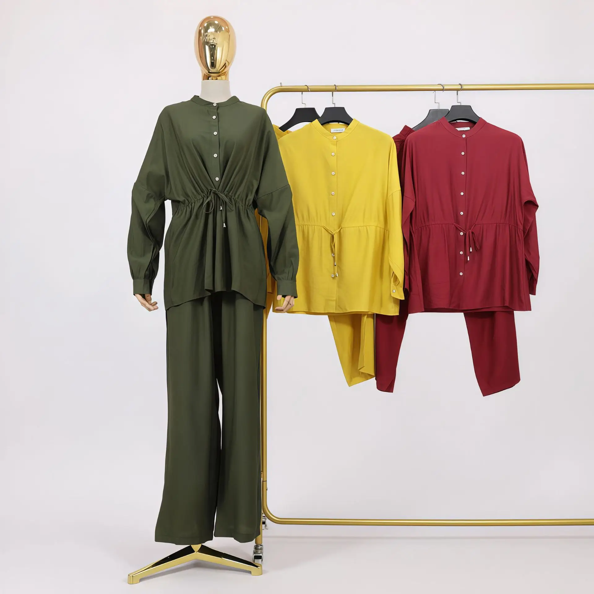 

2pcs Muslim Women Belt Shirt Pants Sets Arabic Outfits Islam Clothing Turkey Kaftan Abaya Tracksuit Femme Musulmane Ensembles