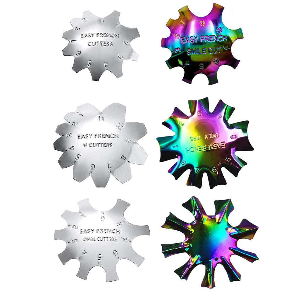 

6Pcs French Smile Line Nail Manicure Trimmer Stainless Steel DIY Nail Art Module for Gel Polish Decoration Accessories