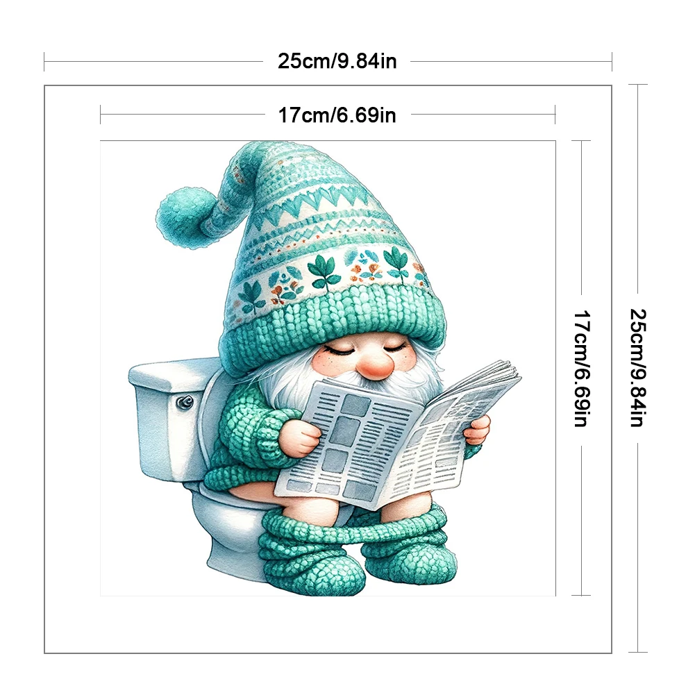 

Gnome Toilet Printed Cross Stitch Kit 25x25cm DIY 18CT Thread Art Needlework