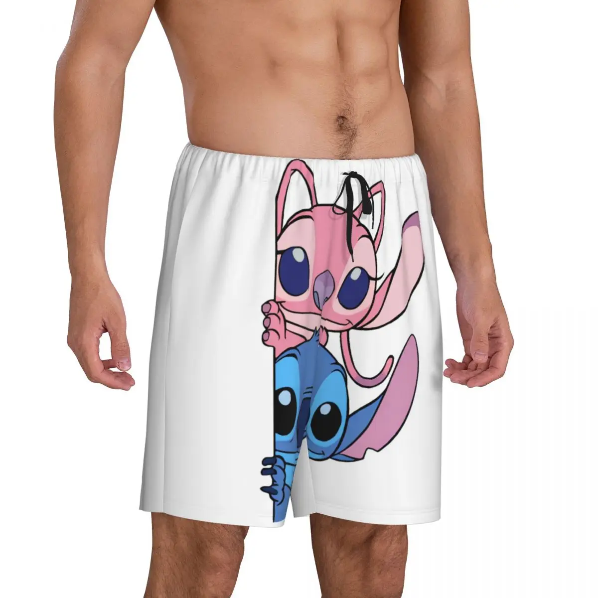 Custom Lilo Stitch Cartoon Anime Manga Pajama Shorts Men's Sleepwear Lounge Bottom Stretch Sleep Short Pjs with Pockets