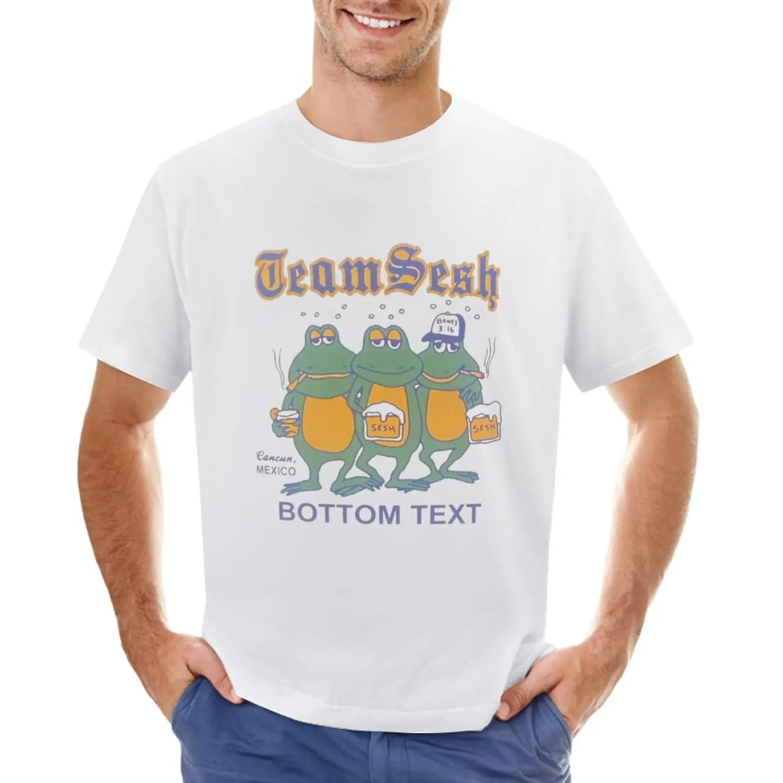 

TEAMSESH FROGS BOTTOM TEXT CANCUN T-Shirt vintage new edition anime clothes oversized t shirts for men