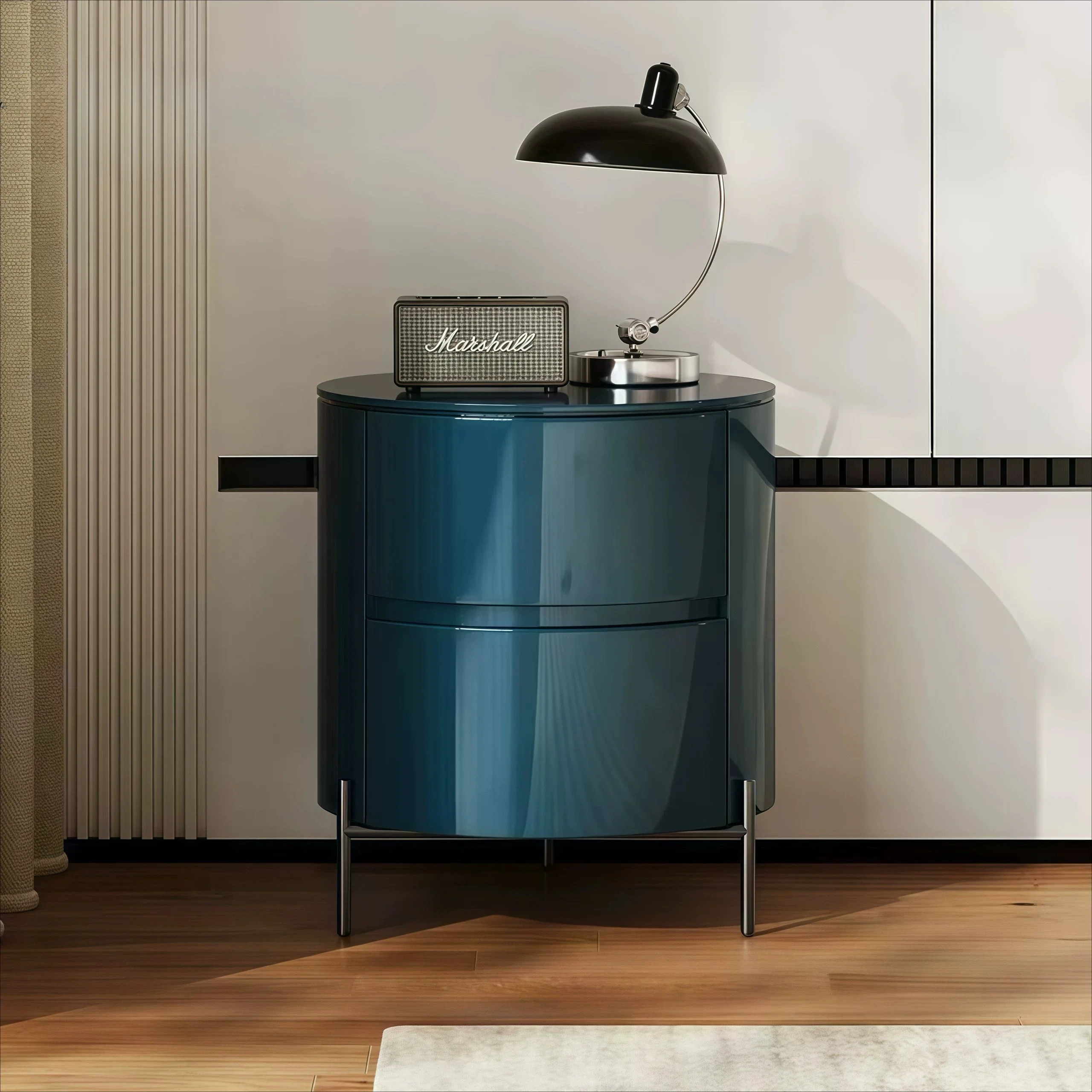 Premium round bedside table niche design storage storage cabinet Italian minimalist complete bedroom bedside table